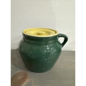 Vintage Hall Made In The USA 782 Bean Pot Green And Yellow